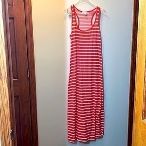 Orange and white striped razorback style summer dress size medium
